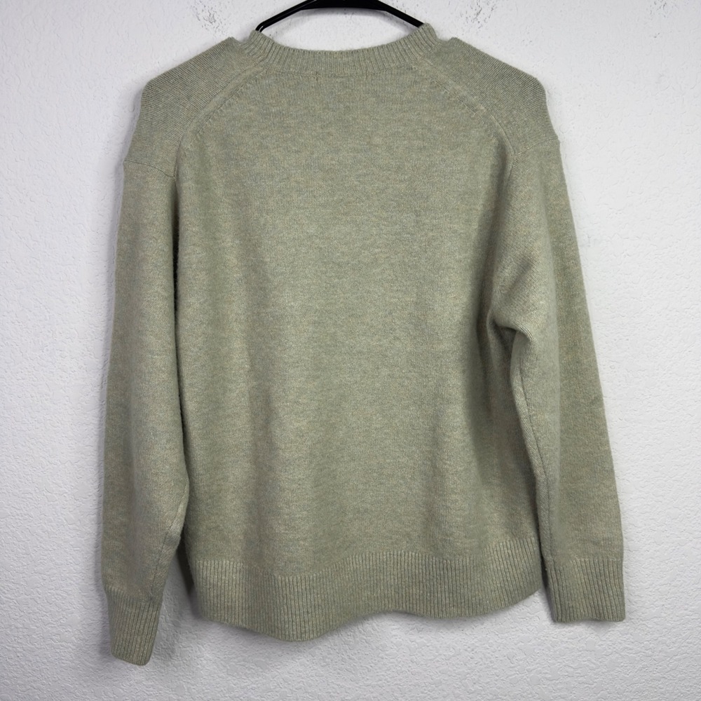 Uniqlo‎ Sweater Mens M Green Wool Blend Knit Crewneck Minimalist Preppy Grandpa - Picture 2 of 7